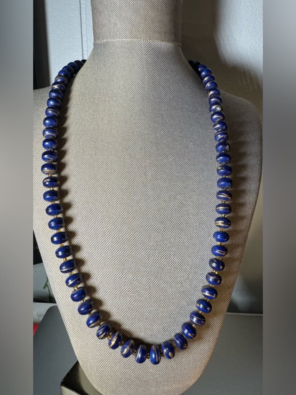 Lapis Blue Bead Necklace - Elegant Women’s Jewelry